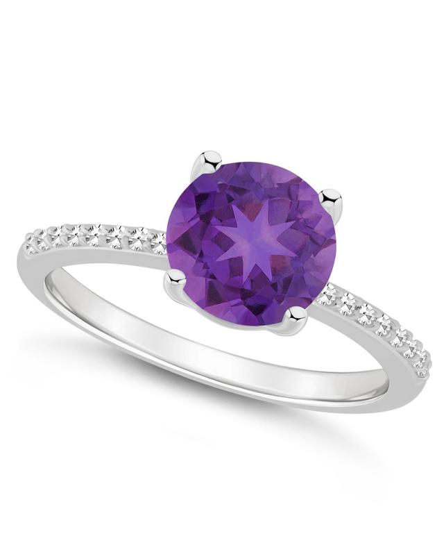 Alyson Layne Sterling Silver 8 mm Round Gemstone & 1/10 Carat T.W. Diamond Ring, Womens Purple Product Image