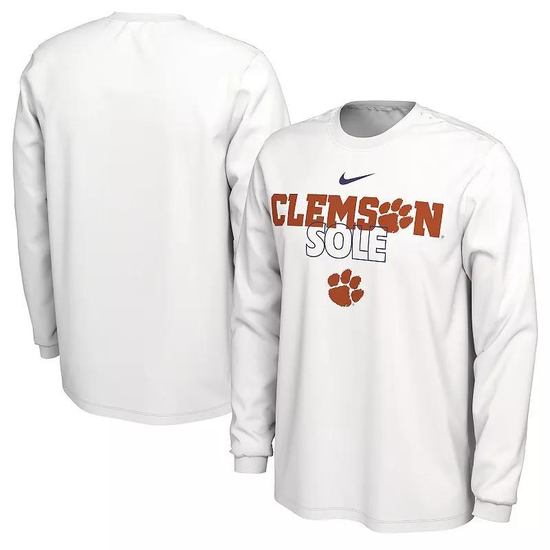 Nike White Clemson Tigers 2023 On Court Bench Long Sleeve T-Shirt, Mens Product Image