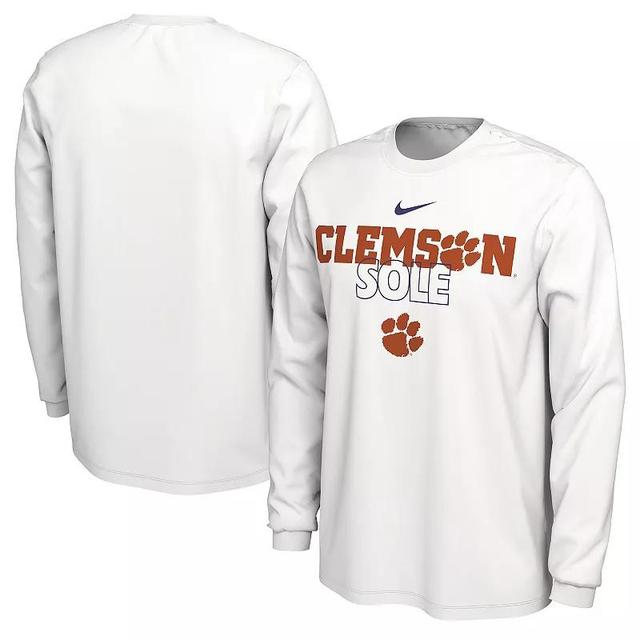 Nike White Clemson Tigers 2023 On Court Bench Long Sleeve T-Shirt, Mens Product Image