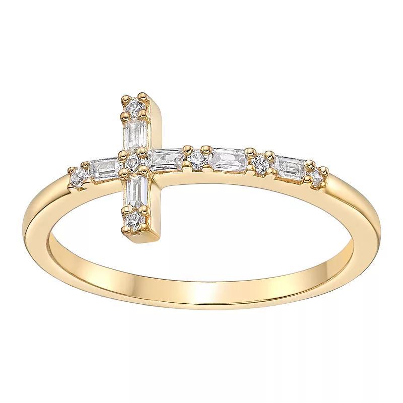 Gemminded Sterling Silver 1/8 Carat T.W. Diamond Sideways Cross Ring, Womens White Product Image