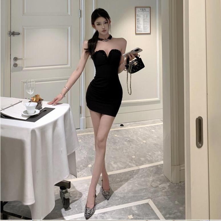 V-Neck Plain Mini Sheath Tube Dress Product Image