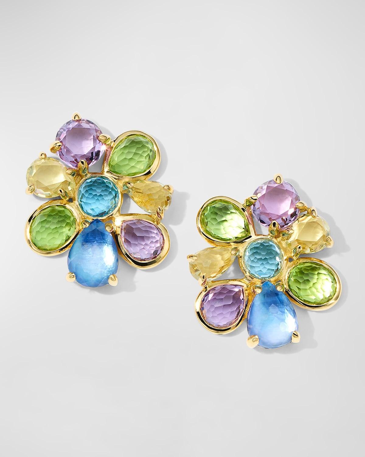 Womens Rock Candy 18K Yellow Gold & Multi-Gemstone Small Cluster Stud Earrings Product Image