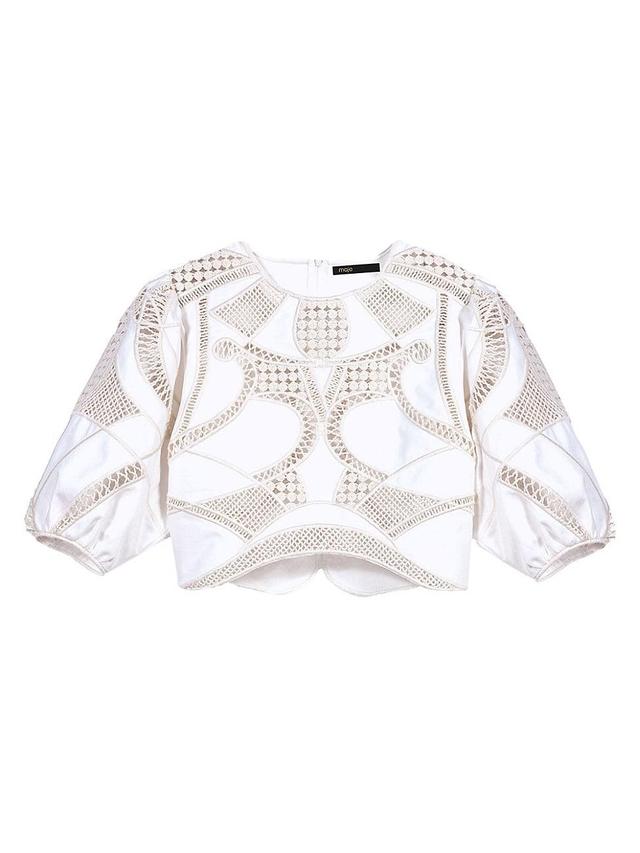 Womens Openwork Cotton Crop Top Product Image