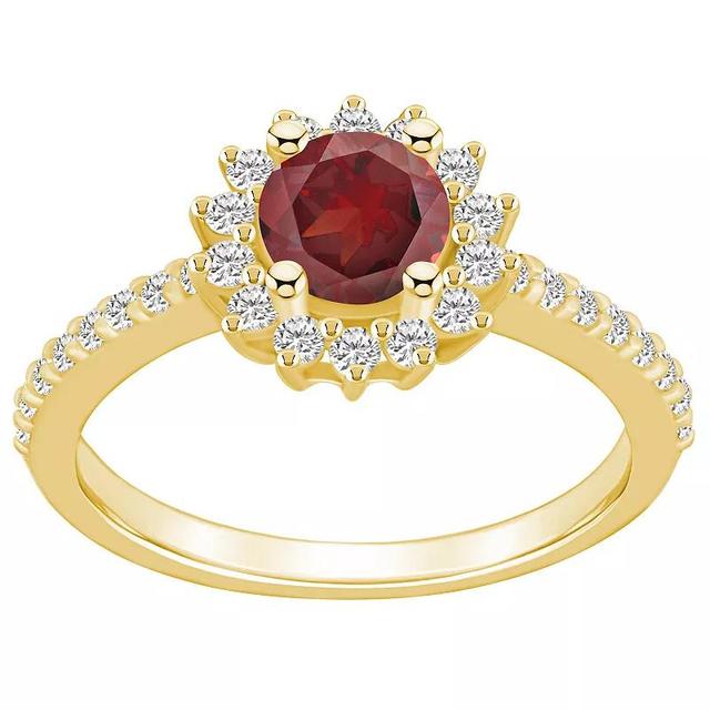 Alyson Layne 14k White Gold Garnet & 1/2 Carat T.W. Diamond Halo Ring, Womens Red Product Image