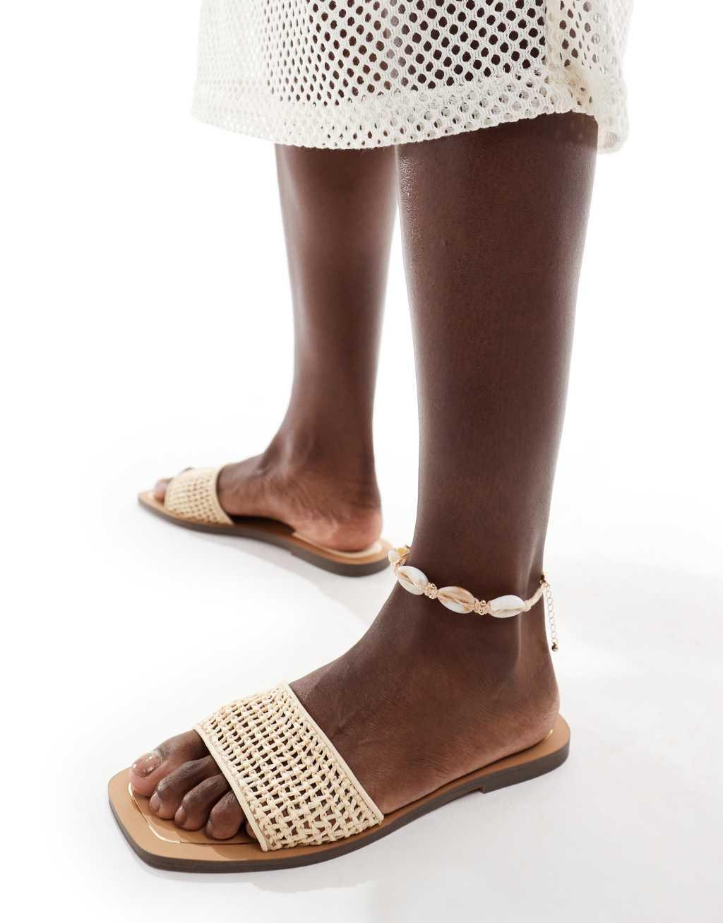 Bershka woven flat sandals in sand product image