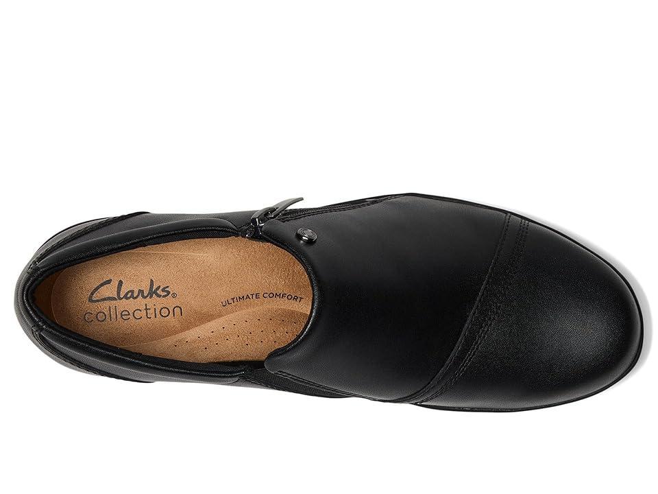 Clarks Suttyn Zip Leather) Women's Flat Shoes Product Image