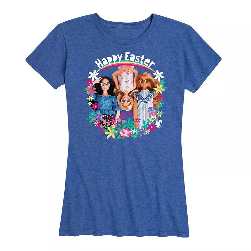 Womens Barbie Happy Easter Graphic Tee Grey Royal Blue Product Image