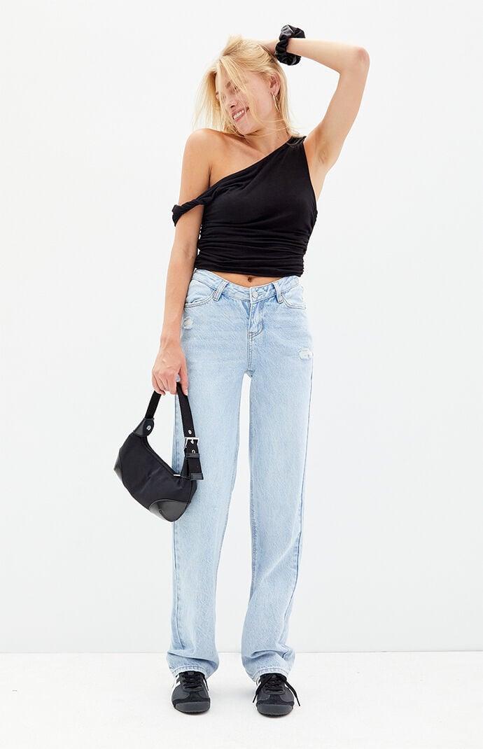 Womens Light Indigo V-Dip 90s Boyfriend Jeans Product Image