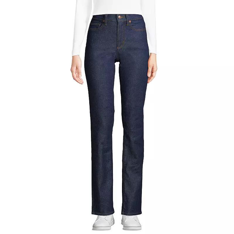 Womens Lands End Recover High Rise Straight Leg Blue Jeans Product Image