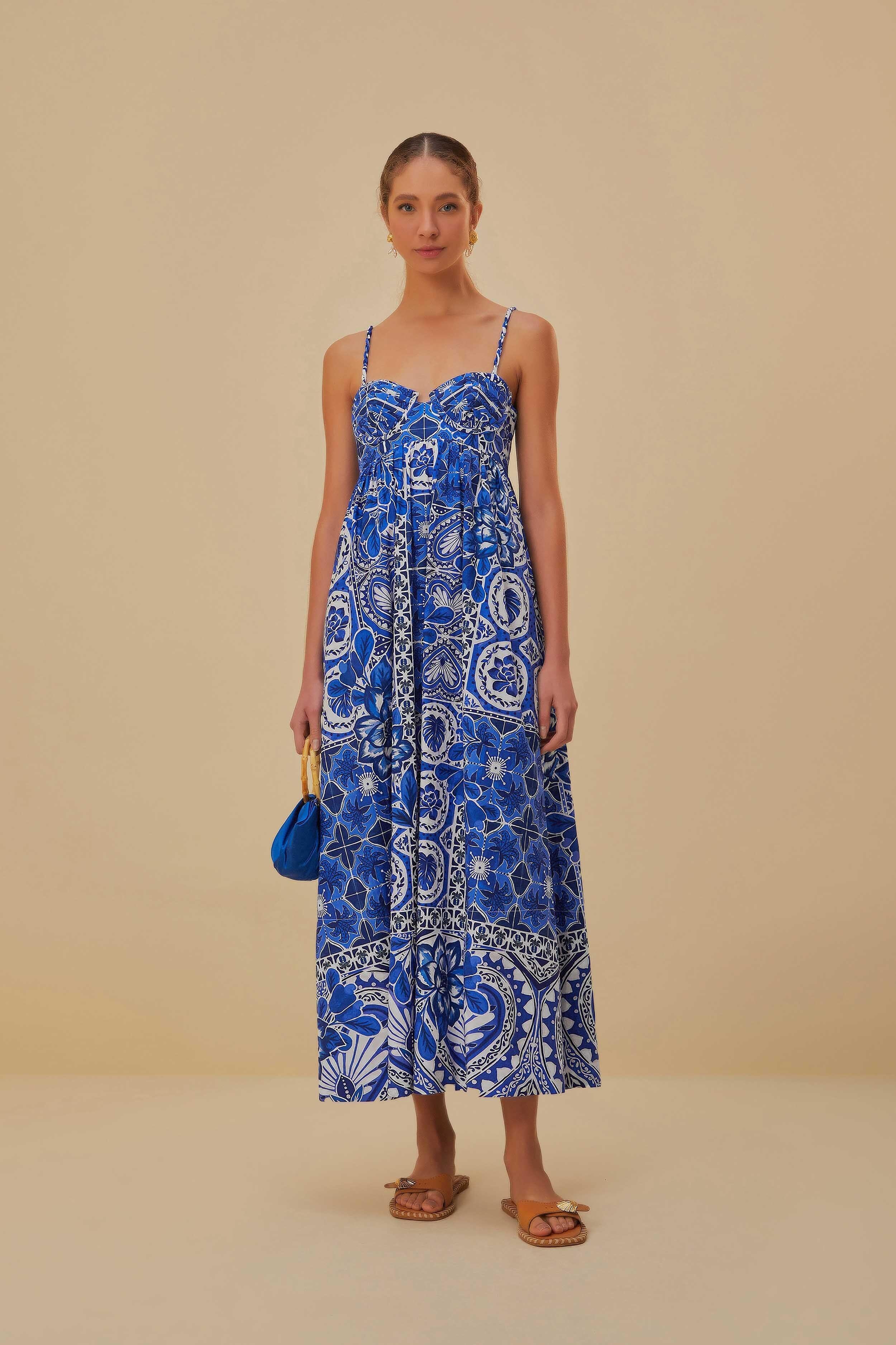 Blue Tile Dream Sleeveless Maxi Dress, TILE DREAM MULTICOLOR / L Product Image