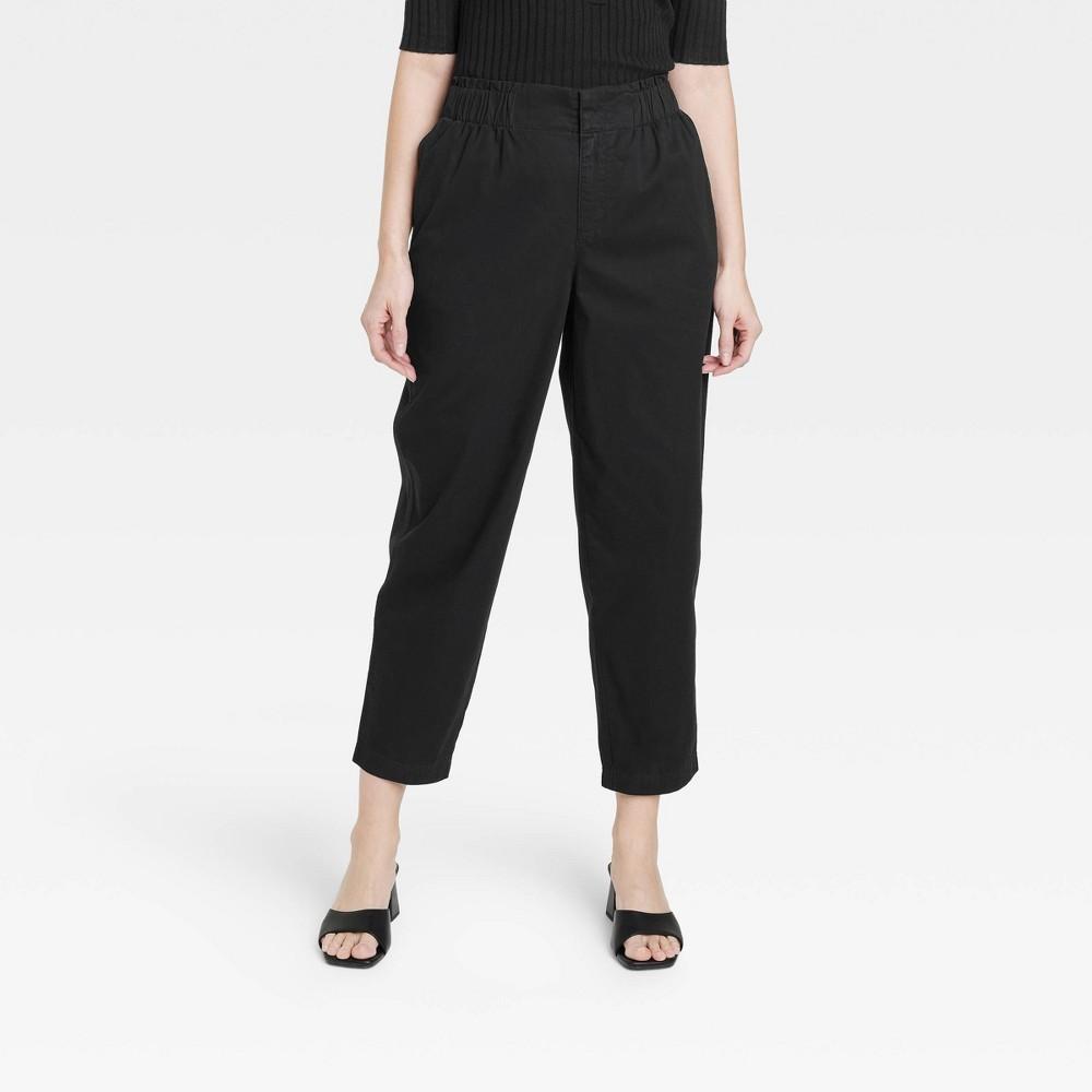 Womens High-Rise Tapered Ankle Chino Pants - A New Day Black M Product Image