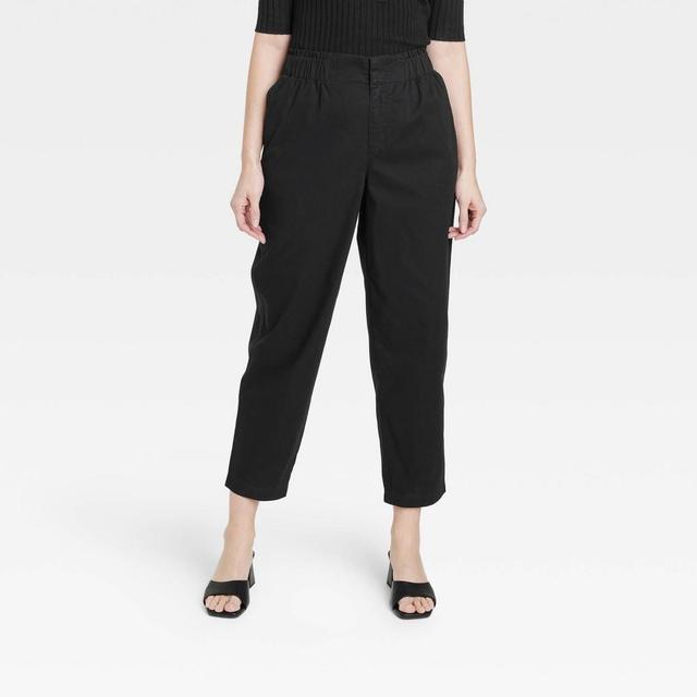 Womens High-Rise Tapered Ankle Chino Pants - A New Day Black L Product Image