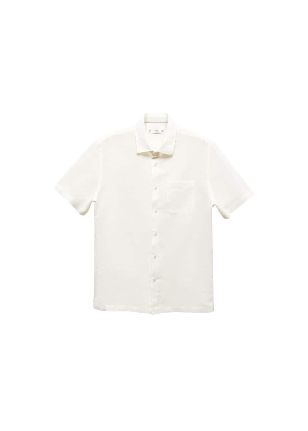 Mango Mens Regular-Fit Linen Short-Sleeved Shirt Product Image