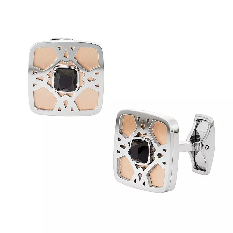 Mens Two Tone Stainless Steel Cuff Links Product Image