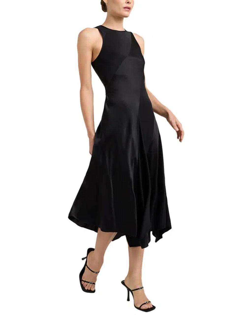 Solana Fluted Silk Dress In Black Product Image