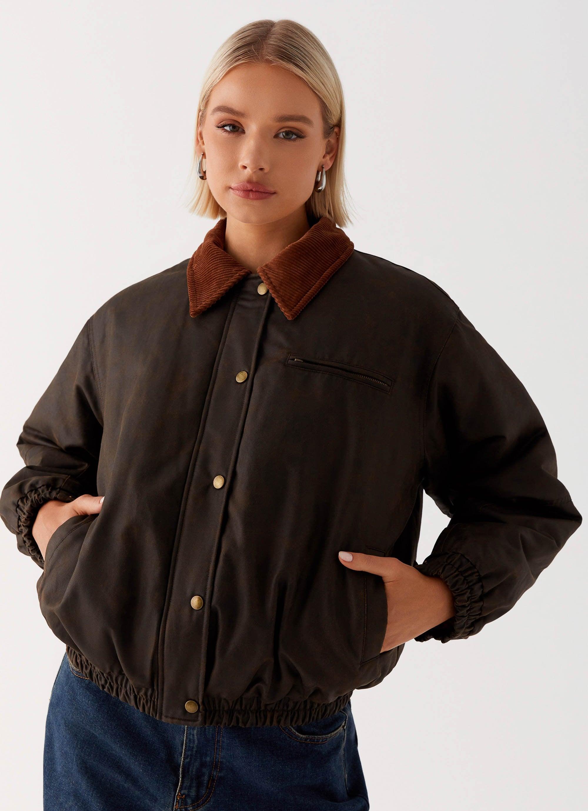 Lucky Gal Bomber Jacket - Waxed Brown Product Image