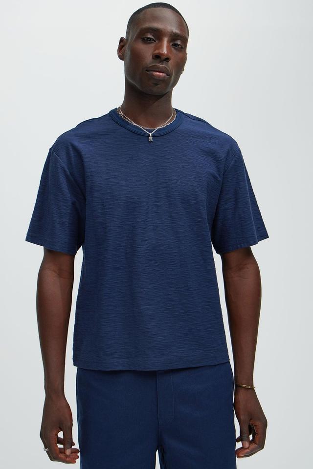 Asher Slub Texture Short Sleeve Tee - Navy Product Image