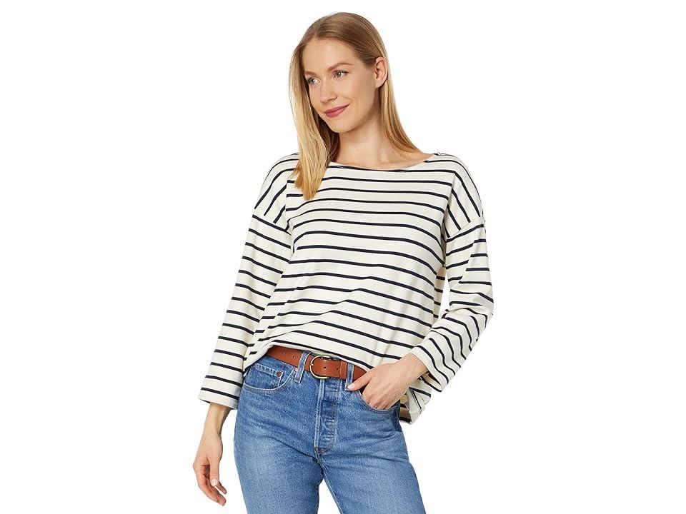 L.L.Bean Heritage Mariner Boatneck 3/4 Sleeve Stripe (Sailcloth/Classic Navy) Women's Clothing Product Image