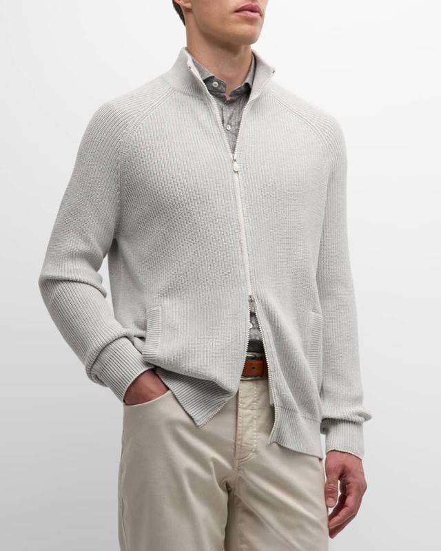 Mens Cotton Ribbed Full-Zip Sweater Product Image