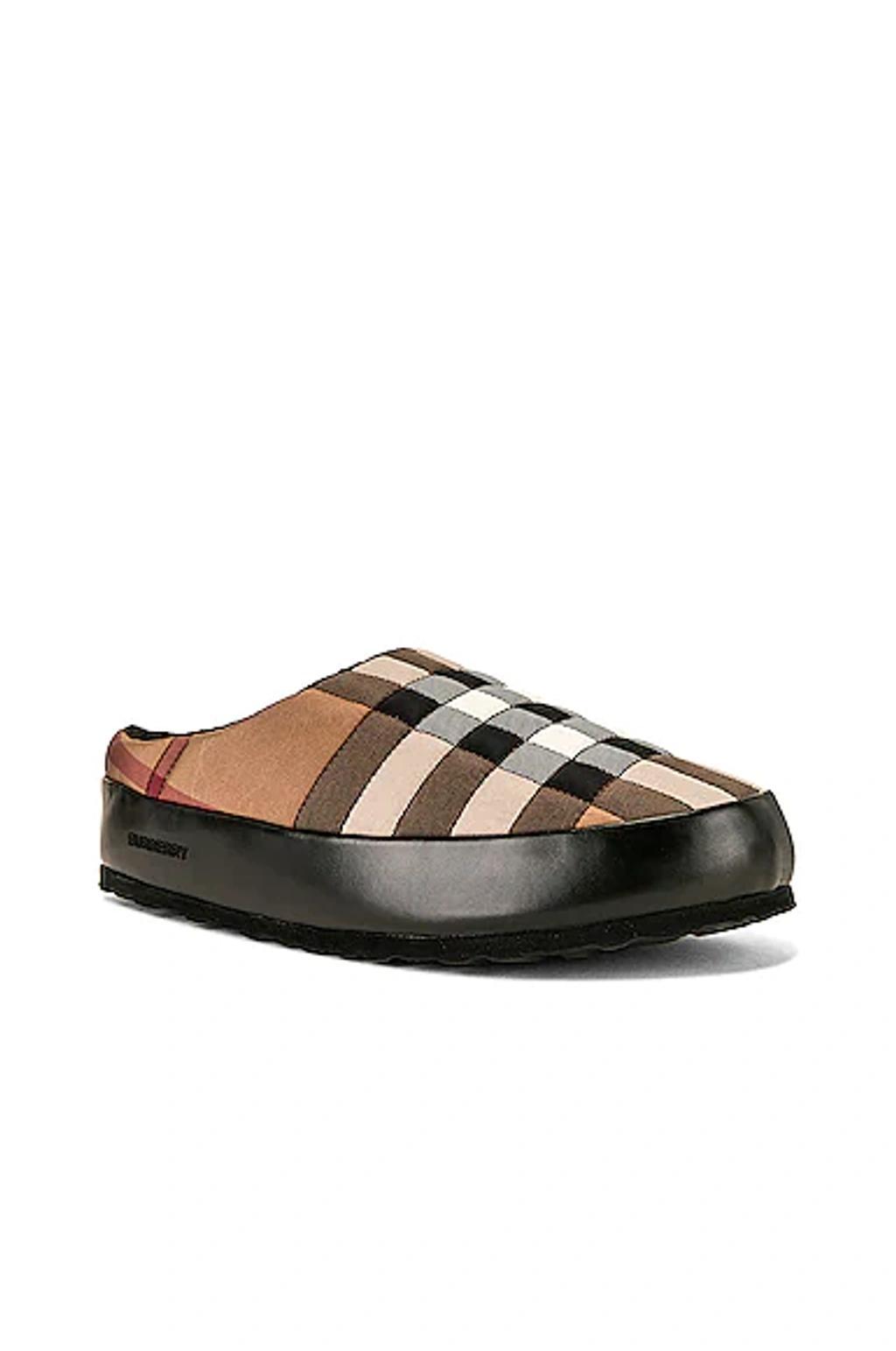 Leather-trimmed Quilted Checked Shell Backless Slip-on Sneakers In Birch Brown Product Image