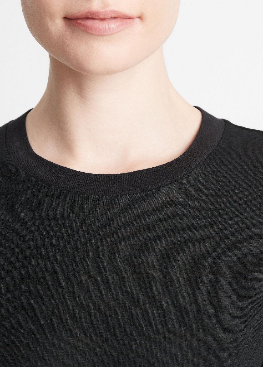 Linen Drop-Shoulder Crew Neck T-Shirt Product Image