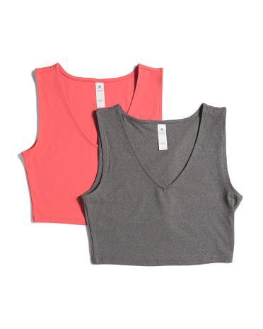 2pk Pure Cloud Lola V-neck Cropped Tank Tops for Women | Polyester/Spandex Product Image