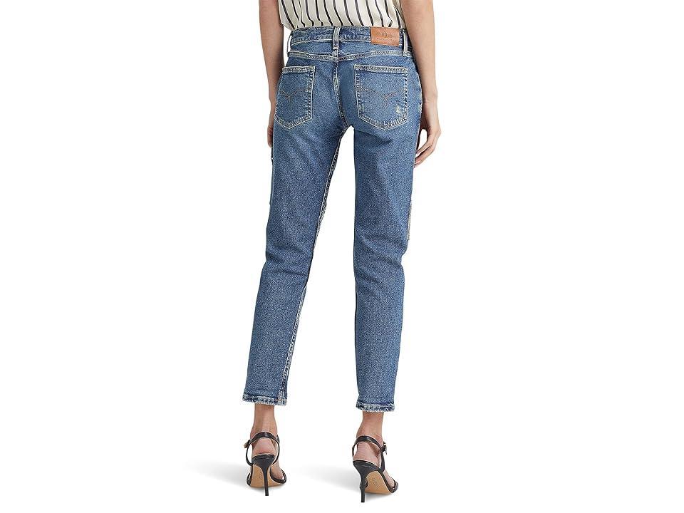 LAUREN Ralph Lauren Petite Patchwork Relaxed Tapered Ankle Jeans in Tinted Sapphire Wash (Tinted Sapphire Wash) Women's Jeans Product Image