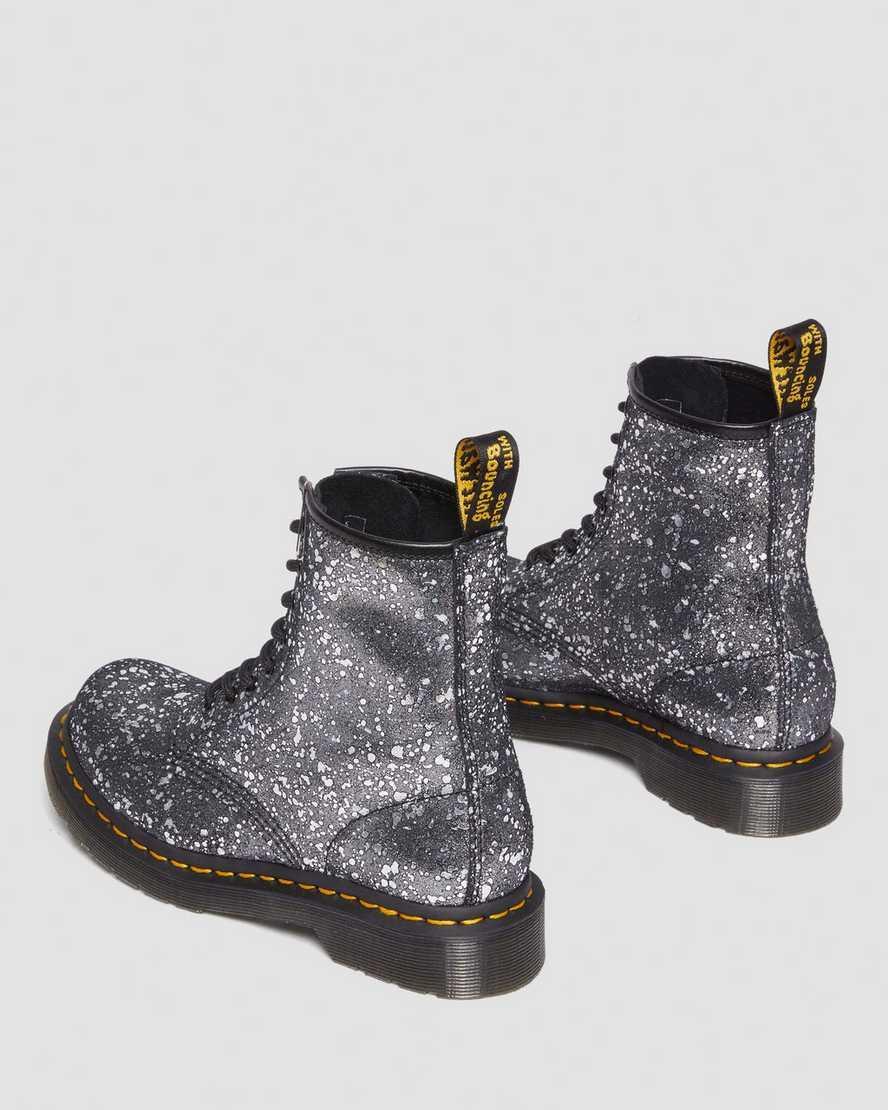 Dr. Martens, Womens 1460 Metallic Splatter Suede Lace Up Boots in Black Product Image