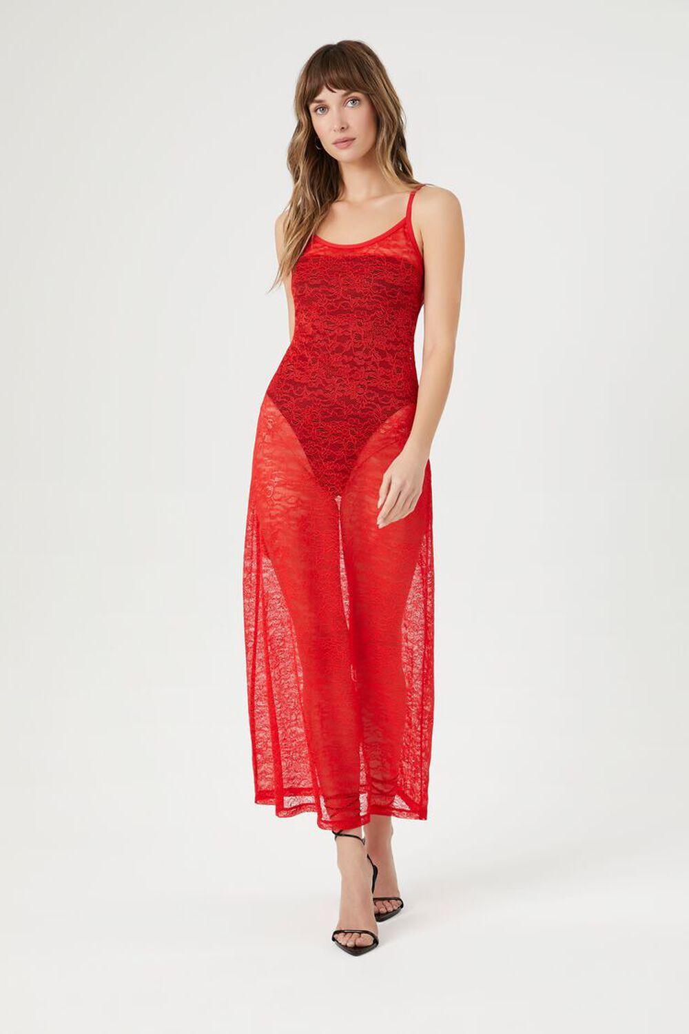 Sheer Lace Maxi Slip Dress | Forever 21 Product Image