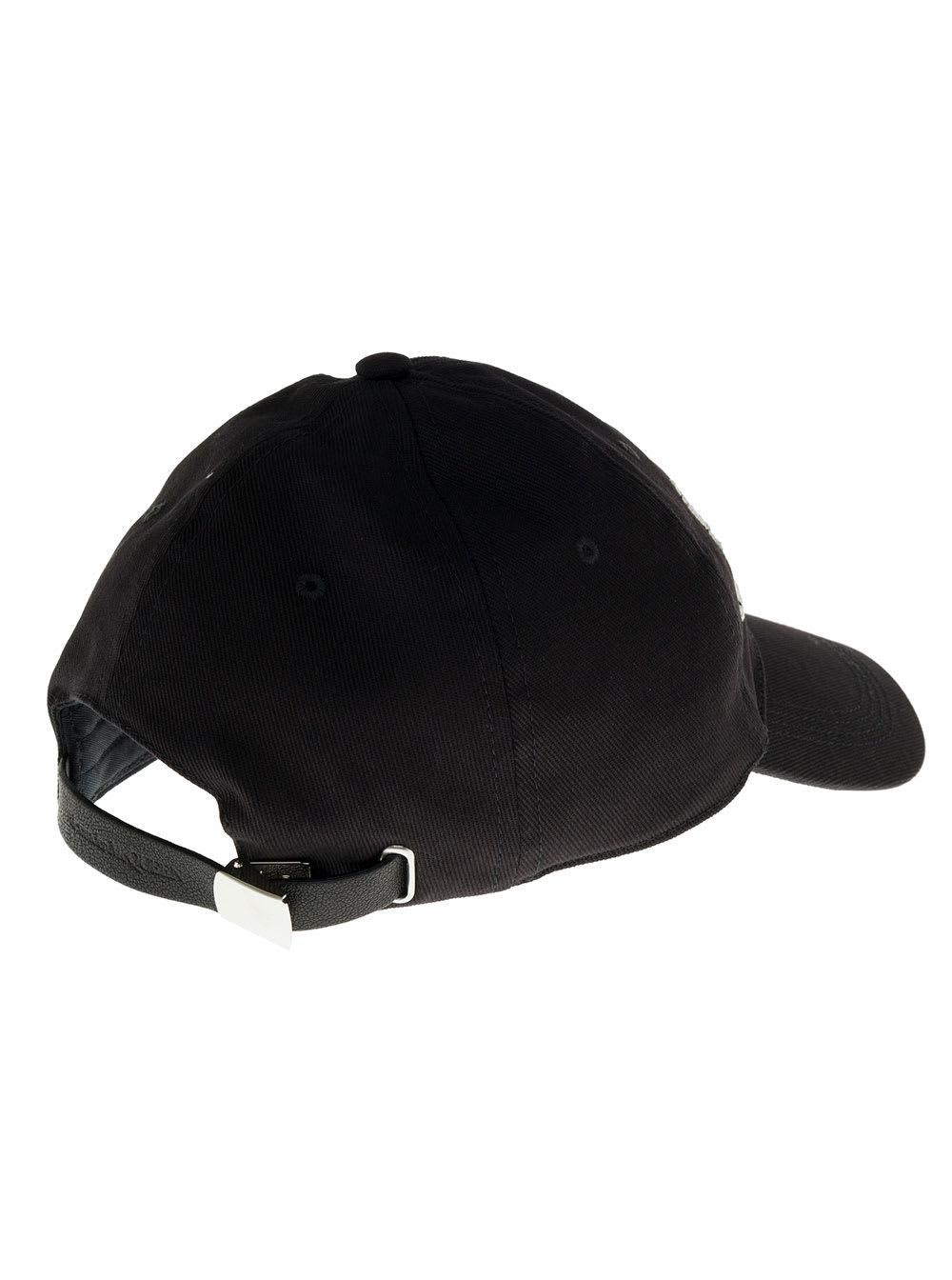 Black Baseball Cap With Logo In Cotton Man Product Image