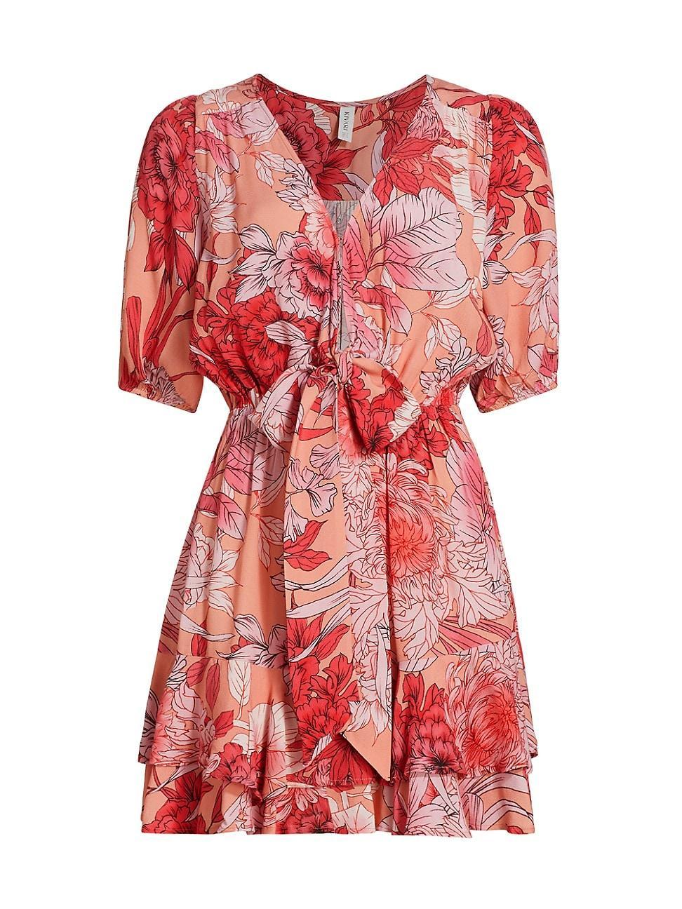 Womens Freya Floral Tie-Front Minidress Product Image