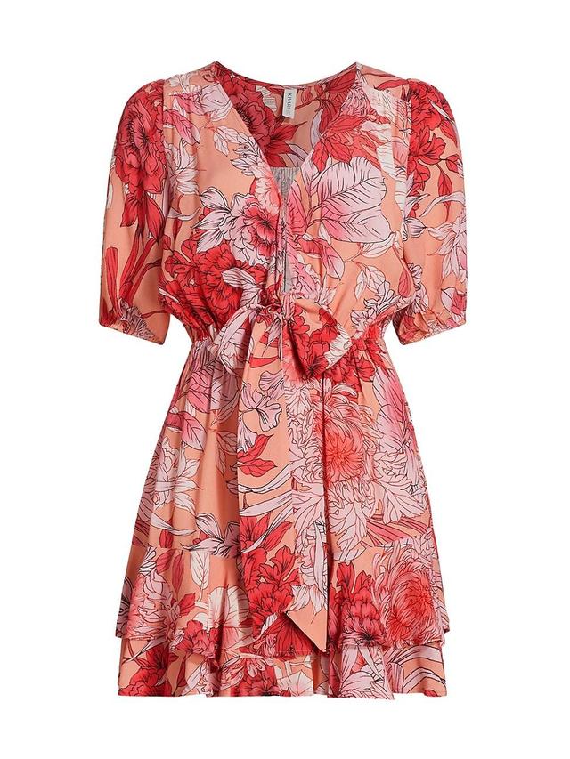 Womens Freya Floral Tie-Front Minidress Product Image