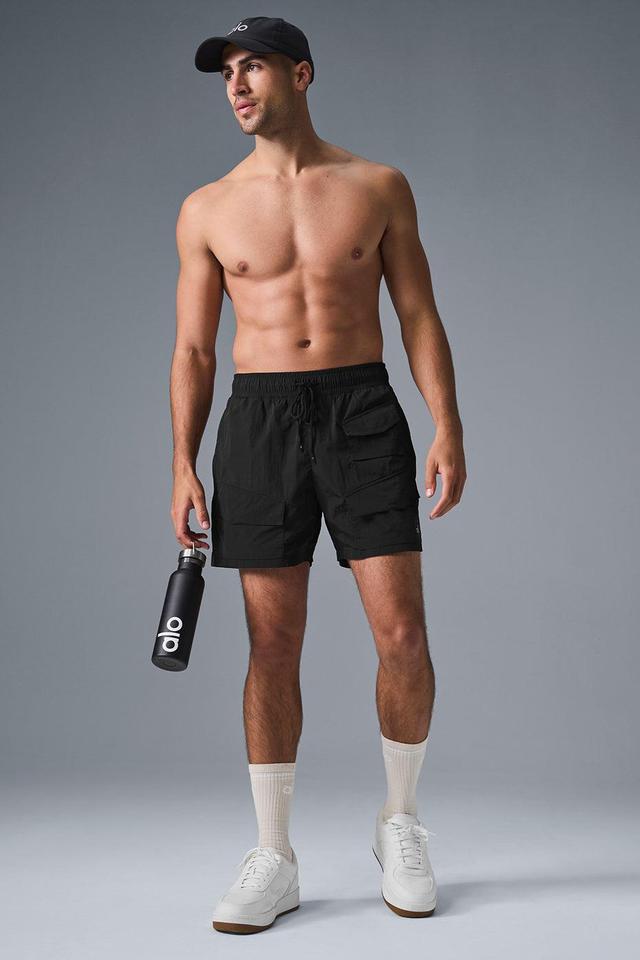 7" Crinkle Nylon Excursion Cargo Short - Black Male Product Image