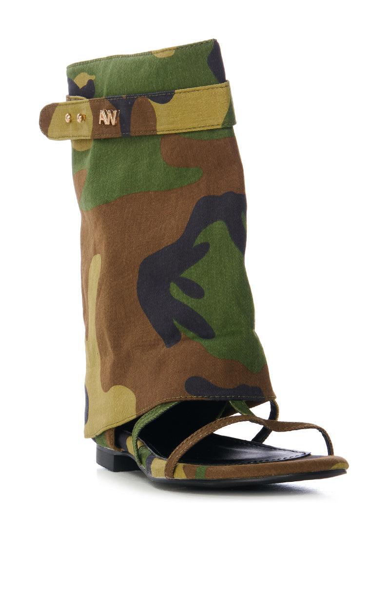 AZALEA WANG TORRE CAMO OPEN TOE SANDAL BOOT Product Image