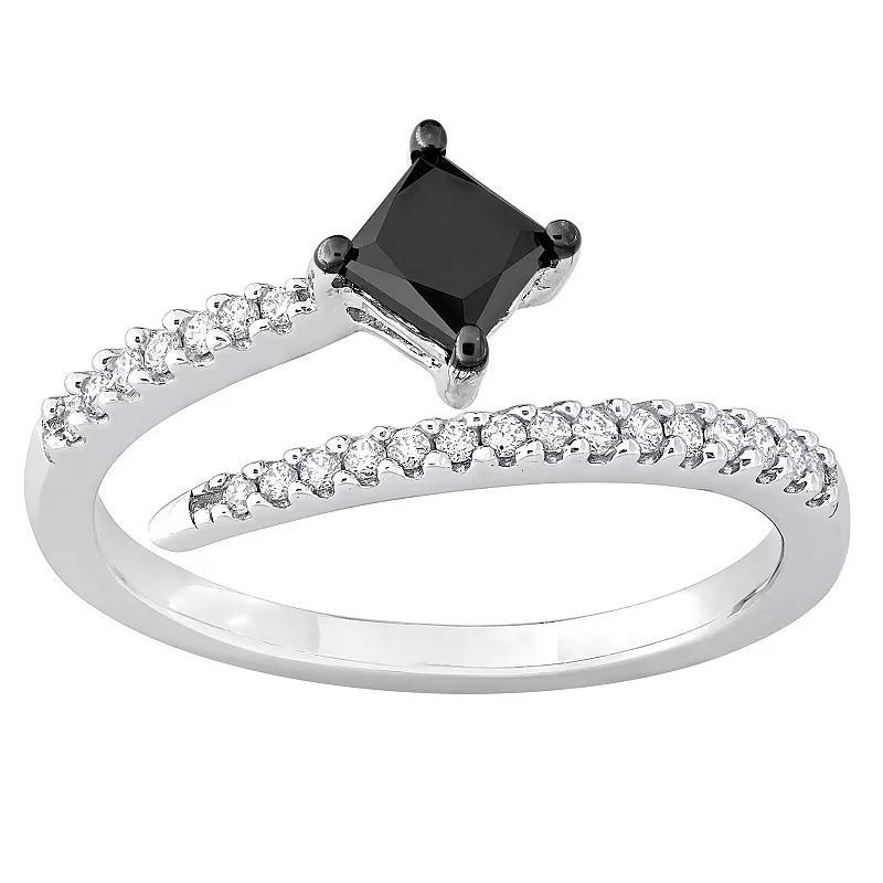 Stella Grace 14k White Gold 3/4 Carat T.W. Black & White Diamond Open Engagement Ring, Womens Product Image