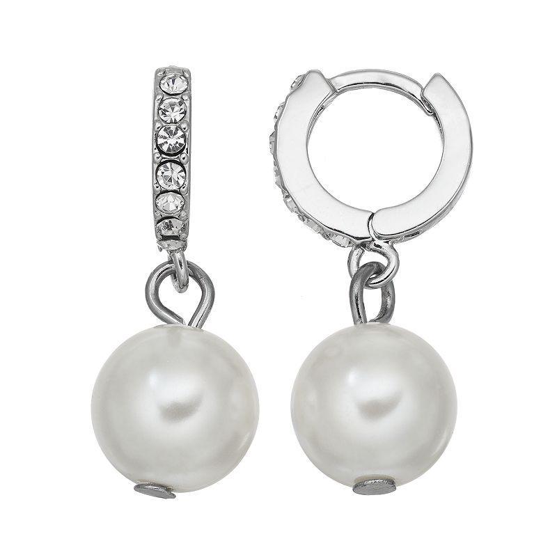 Simply Vera Vera Wang Simulated Pearl Hoop Earrings, Womens, White Product Image