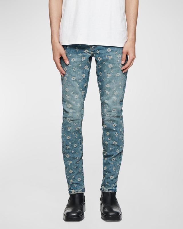 Mens P001 Logo Print Jacquard Skinny Jeans Product Image