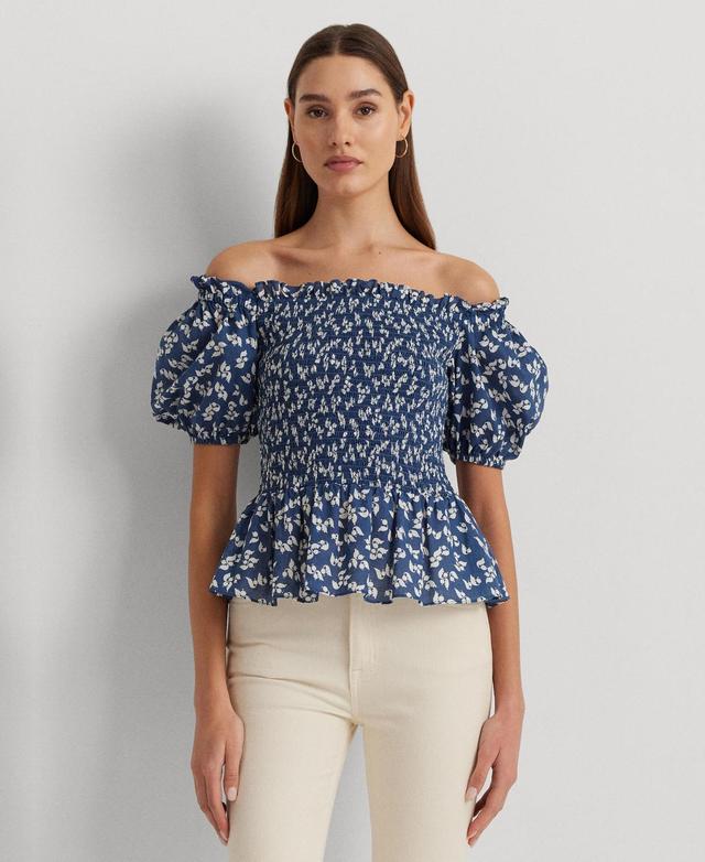 Lauren Ralph Lauren Womens Ruffled Off-The-Shoulder Peplum Top Product Image