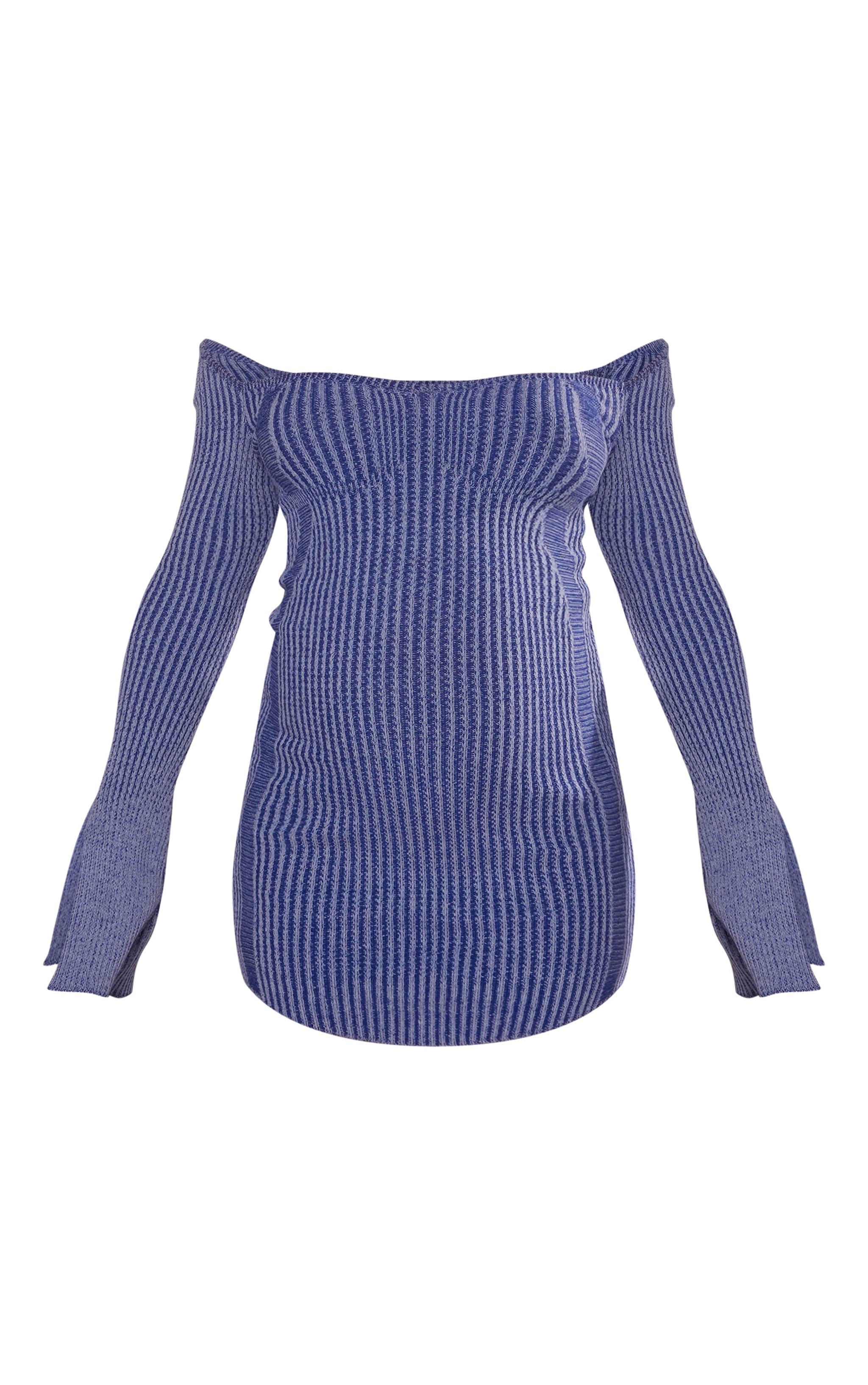 Maternity Blue Knit Contrast Corset Detail Dress Product Image