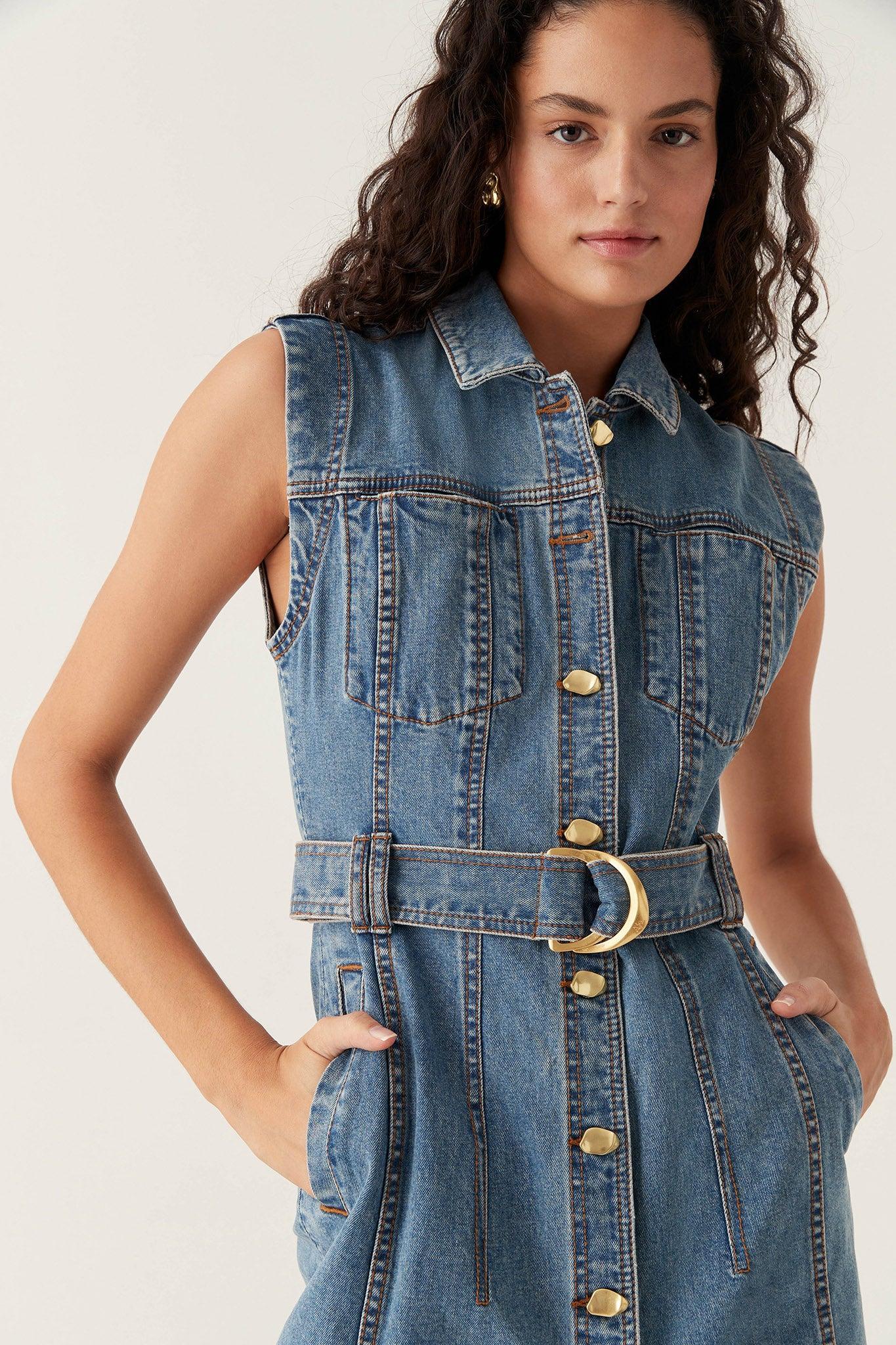 Darcie Denim Midi Dress Product Image