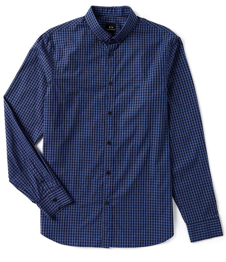 Armani Exchange Small Check Long Sleeve Woven Shirt Product Image