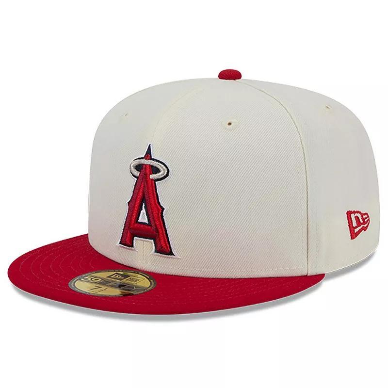 Mens New Era Cream Los Angeles Angels Evergreen Chrome 59FIFTY Fitted Hat Product Image