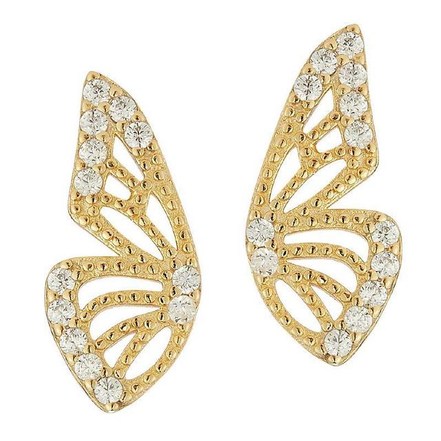 Sunkissed Sterling Cubic Zirconia Butterfly Wing Stud Earrings, Womens, Gold Tone Product Image