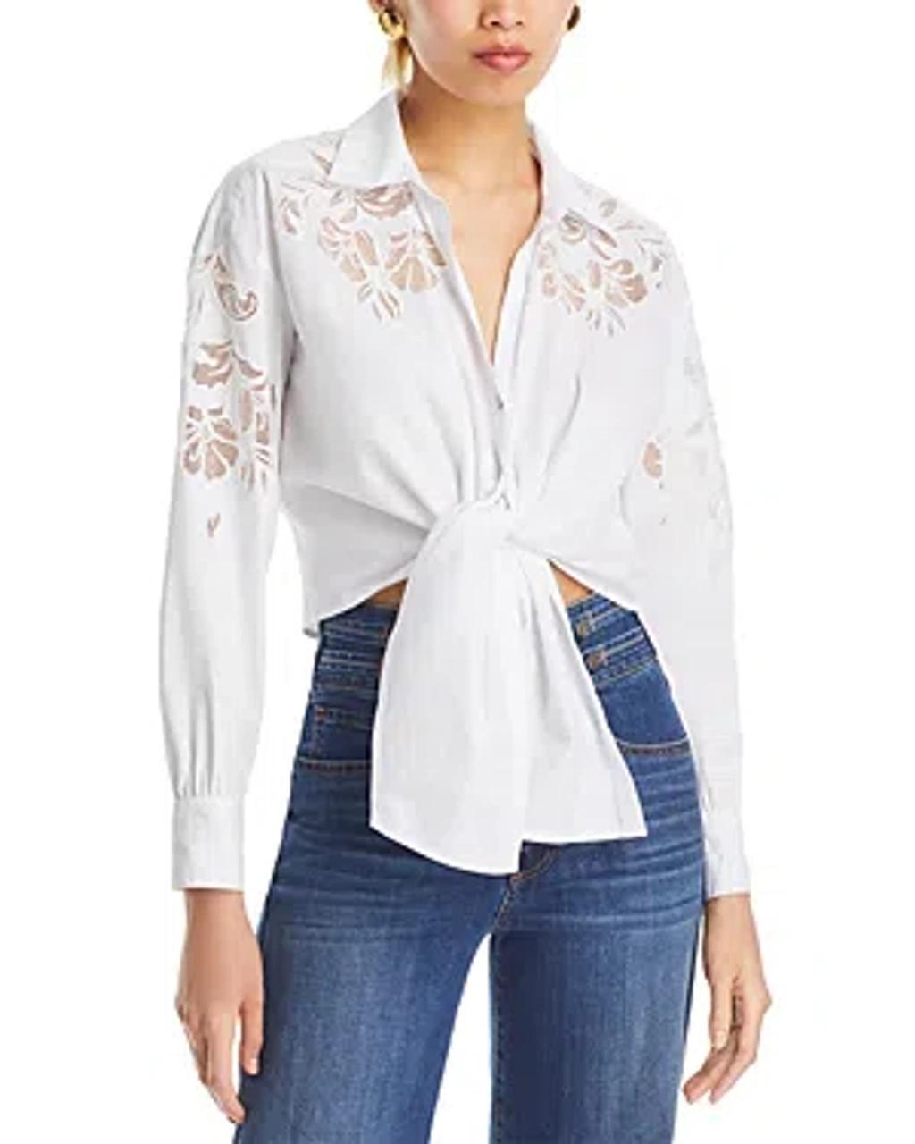 Cinq A Sept Cutout Embroidery Marianna Top In White product image