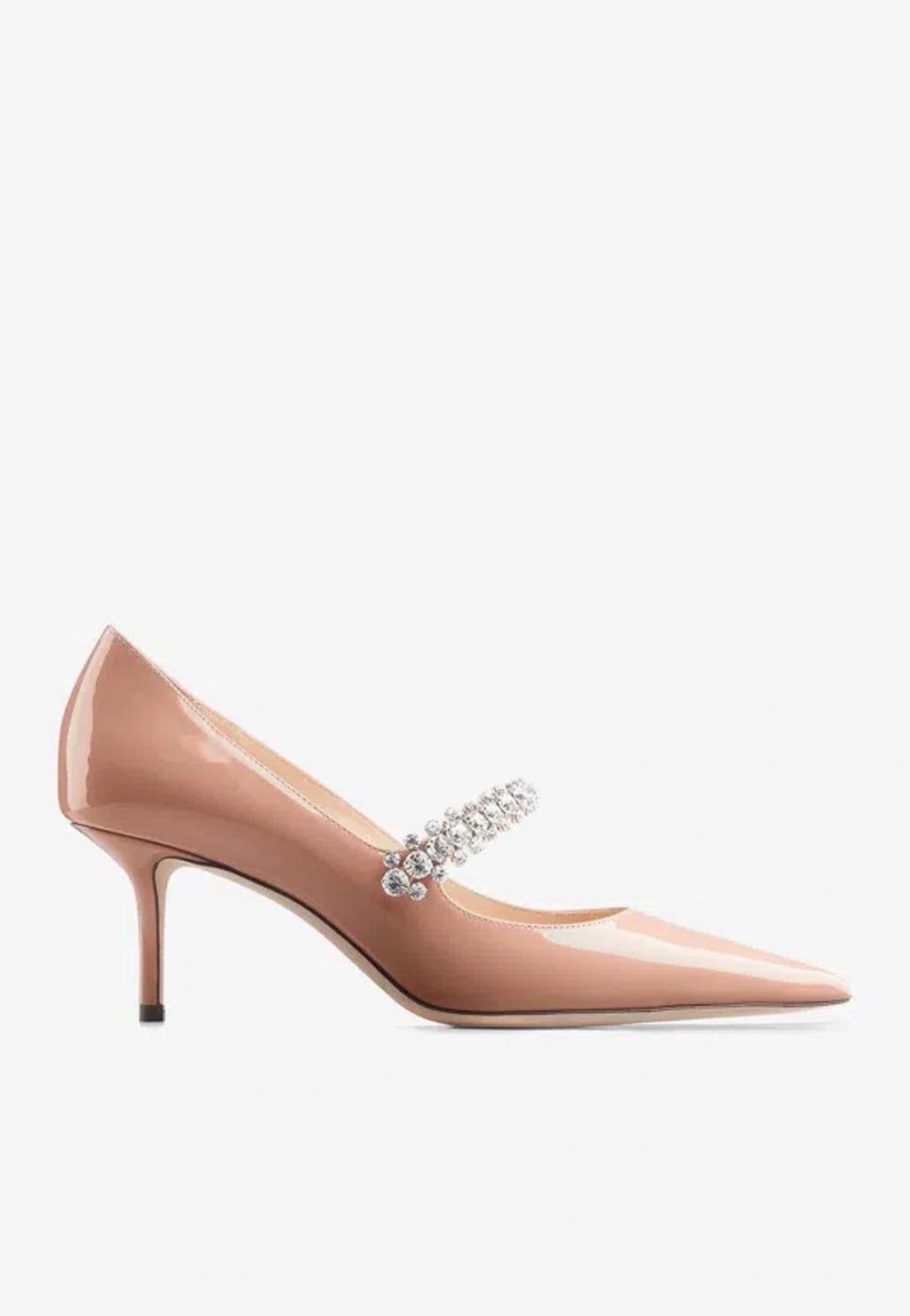 JIMMY CHOO Bing 65 Crystal-embellished Patent-leather Pumps In Pink Product Image