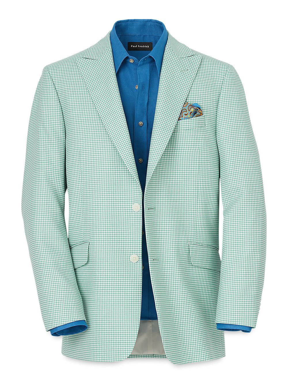 Wool Houndstooth Single Breasted Peak Lapel Sport Coat - Aqua Product Image