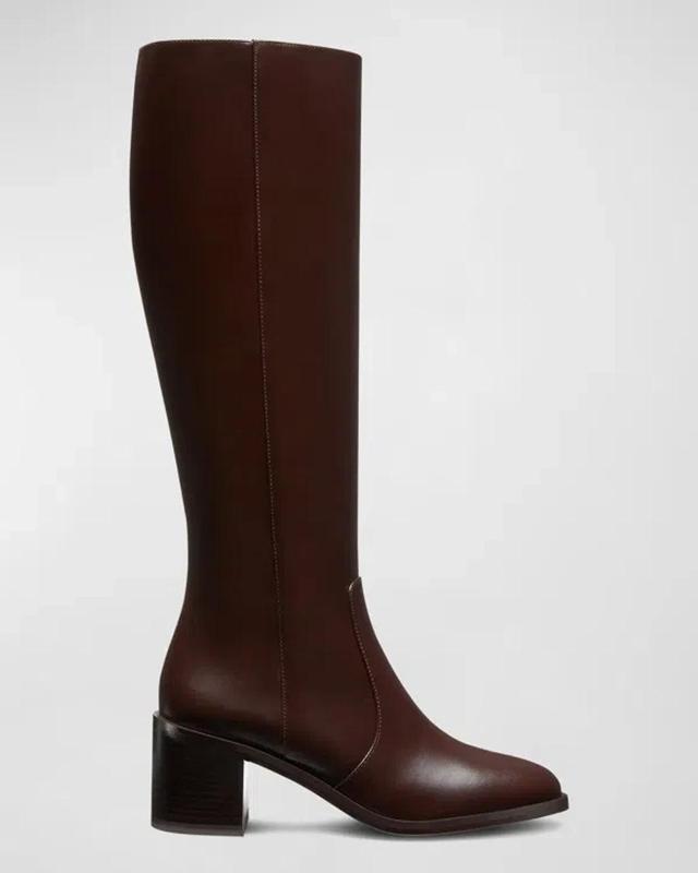 Esme Leather Knee Boots In Dark Brown Product Image