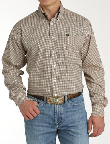 Cinch® Men's L/S Navy/Coral Geo Print Button Shirt Product Image