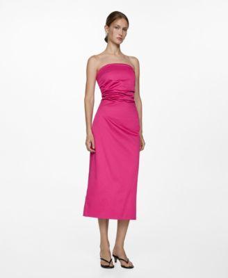 Mango Womens Draped Strapless Dress Product Image