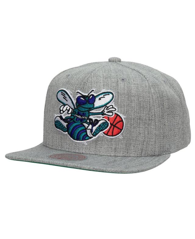 Mens Mitchell & Ness Heather Gray Charlotte Hornets Hardwood Classics 2.0 Snapback Hat Product Image